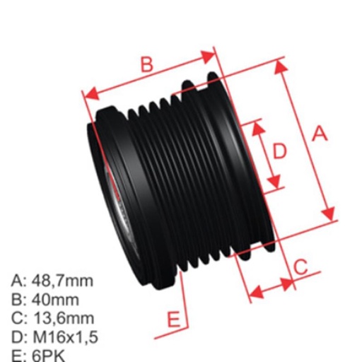 [ZM-96.012.27] Polea Rueda Libre Mercedes A160 A210 A140 A190 16X5 1661550215 6681550015 Vkm03825 5411