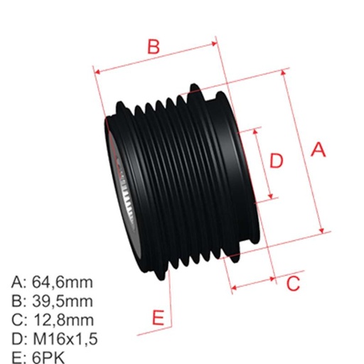 [ZM-96.010.05] Polea Rueda Libre Dodge Journey Jeep Compass 1.8 2.0 Chrysler 200 Subaru Forester 2. 17X6 04891737Ab A234D037Bc 235873 5507