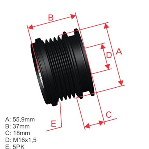 [ZM-96.000.06] Polea Rueda Libre Skoda Felicia I Ii Kombi 1.9Volkswagen Polo R:5 Rd: 56.2 Id: 17.06 W42.40 Od1 61 16X5 028903119Ap Vkm03109 5384