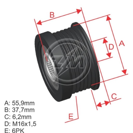[ZM-96.000.51] Polea Rueda Libre Volvo C70 S40 S60 S70 S80 V70 2.4 30667878 Vkm03651 5426