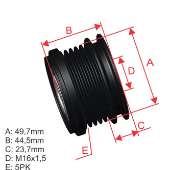 [ZM-96.012.26] Polea Rueda Libre Mercedes A160 A210 A140 A190 16X5 1661550215 6681550015 Vkm03825