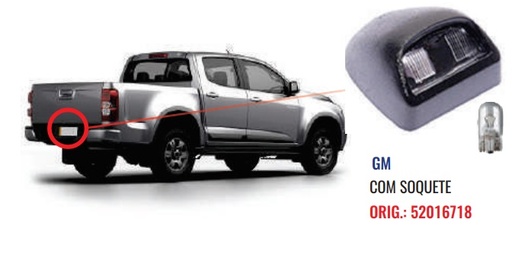 [RDS-7128S] Linterna De La Placa Derecha - Izquierda - Gm - S10 2013 En Adelante - Con Enchufe - Nr. Original 52016718