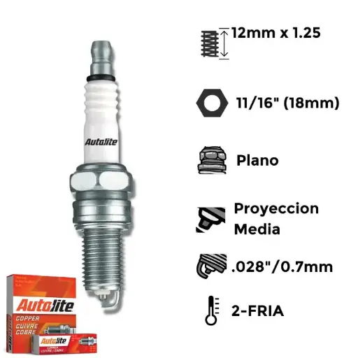 [A4162] Bujías Autolite Cobre Níquel Estándar X4 - NGK BP6ES BOSCH W6D