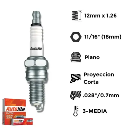 [A4173] Bujías Autolite Cobre-Moto X4 - NGK D8HA-P8Y-X20FS-XR2AS-HV2