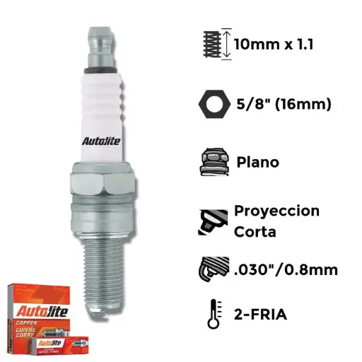 [A4302] Bujías Autolite Cobre X4 - NGK: APR5FS - CR8EB